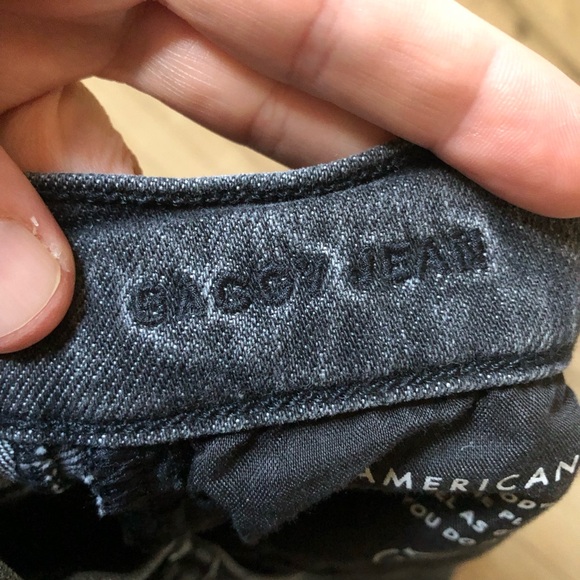 Women’s American Eagle Outfitters Washed Black Baggy Jean denim size 00 short - Picture 10 of 14